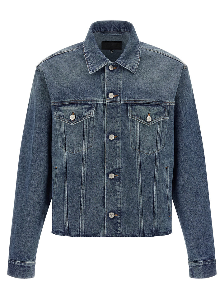 Mm6 Maison Margiela Raw Cut Denim Jacket Puffer Jackets - Blue | 115950449c84d20167e05eebfb25df9a5e765e5b