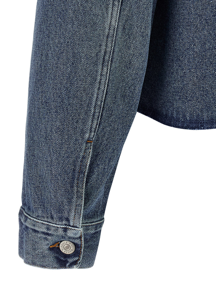 Mm6 Maison Margiela Raw Cut Denim Jacket Puffer Jackets - Blue | c93061b196282ea64a236d7015bf635b2f9a959c