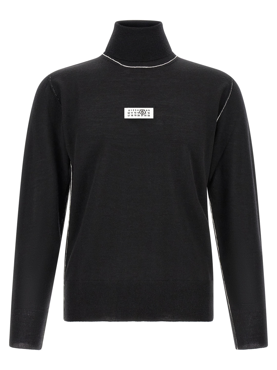 Mm6 Maison Margiela Turtleneck Sweater With Contrast Stitching Sweaters and Cardigans - Black | 3ef4752dc3f1a59f02290551356dff6c5a5aca65