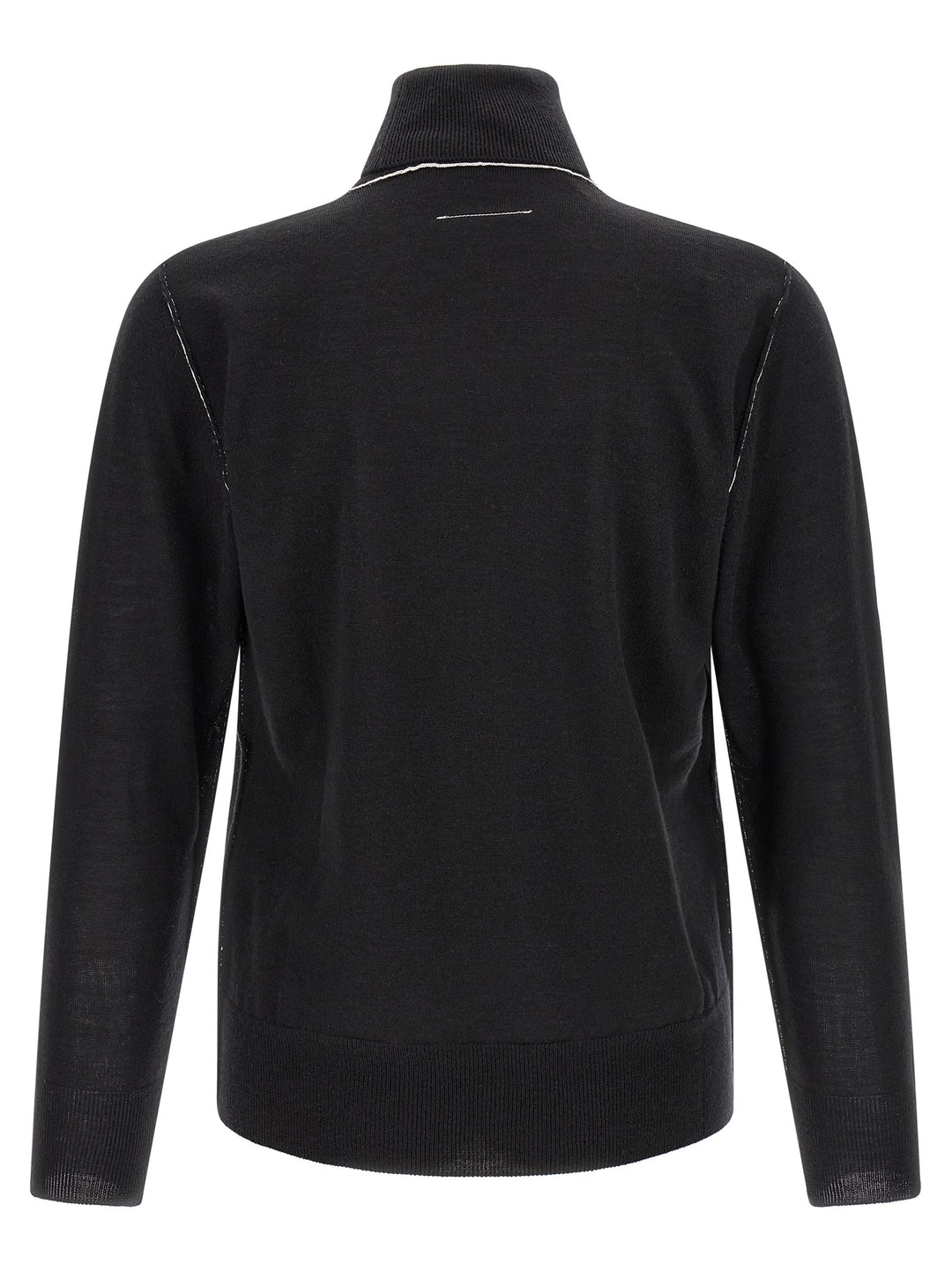 Mm6 Maison Margiela Turtleneck Sweater With Contrast Stitching Sweaters and Cardigans - Black | b04291a835468309dd61a6e26a335a5b7352438a