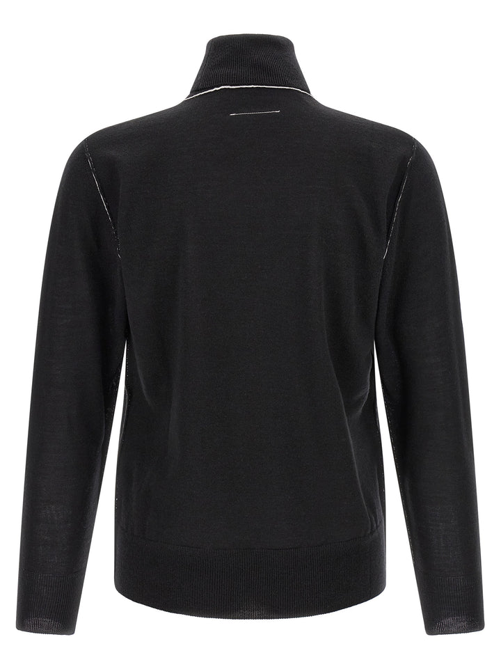 Mm6 Maison Margiela Turtleneck Sweater With Contrast Stitching Sweaters and Cardigans - Black | b04291a835468309dd61a6e26a335a5b7352438a