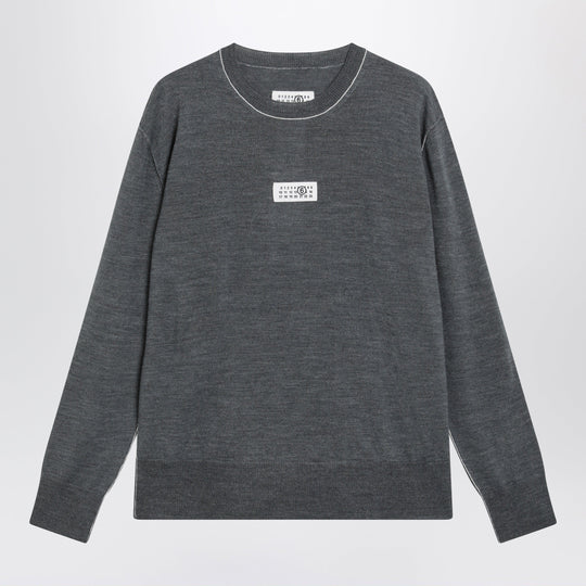 Grey Wool Sweater With Numeric Logo