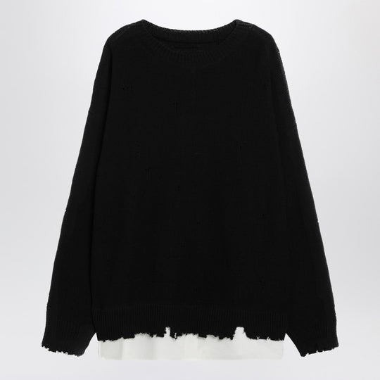 Black Sweater With Distressed Hem