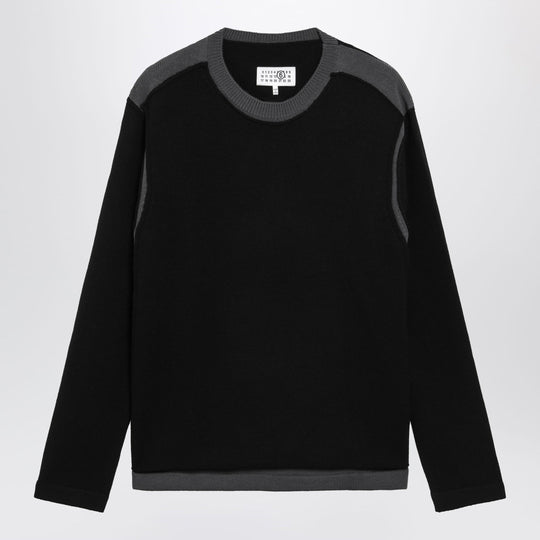 Asymmetrical Crewneck Sweater In Black And Grey