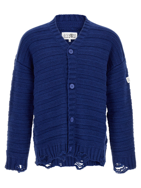 Distressed Wool Cardigan Sweaters And Cardigans Blue