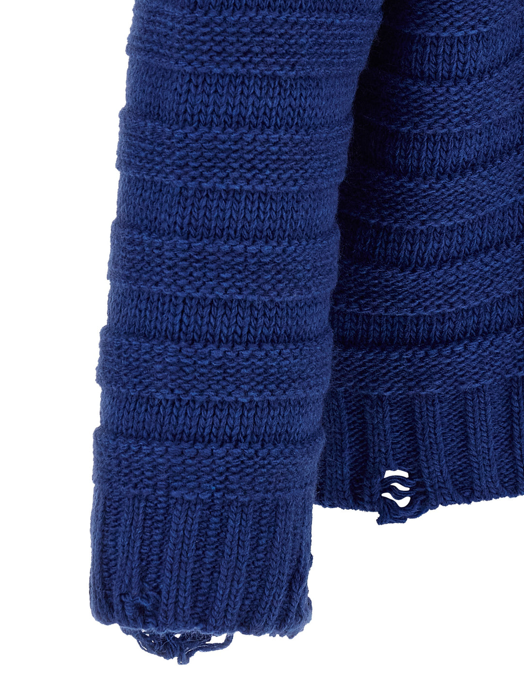 Mm6 Maison Margiela Distressed Wool Cardigan Sweaters and Cardigans - Blue | c3da31ef42e09f6efec48a740d21bbe145f43fea