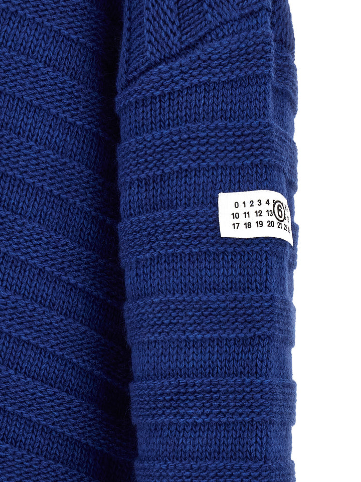 Mm6 Maison Margiela Distressed Wool Cardigan Sweaters and Cardigans - Blue | d4b6e1ac188e5084736486ef357bfc0808536b80