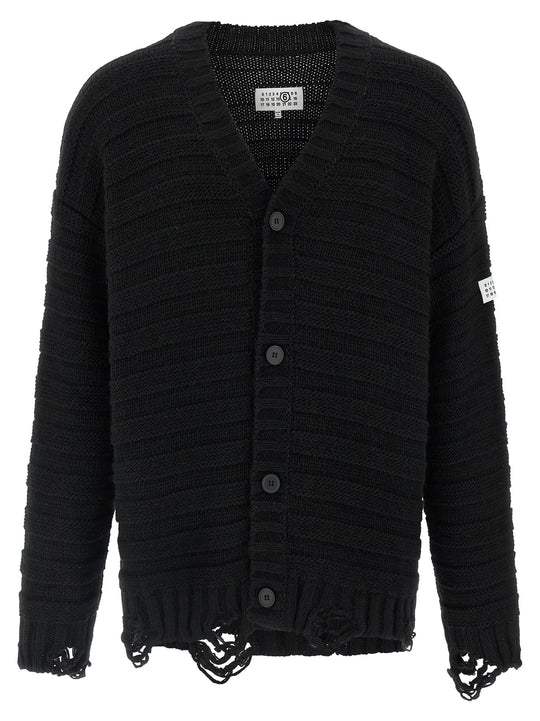 Distressed Wool Cardigan Sweaters And Cardigans Black