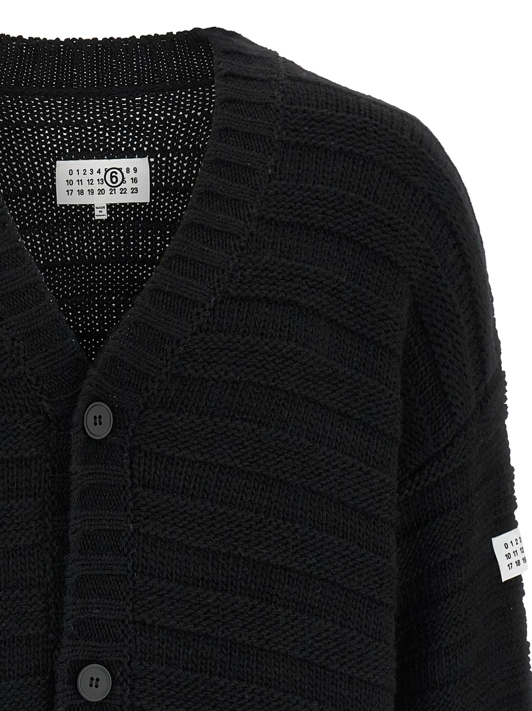 Mm6 Maison Margiela Distressed Wool Cardigan Sweaters and Cardigans - Black | 815834ce9c1f21f6e85b2662c94830c6f1f419c2