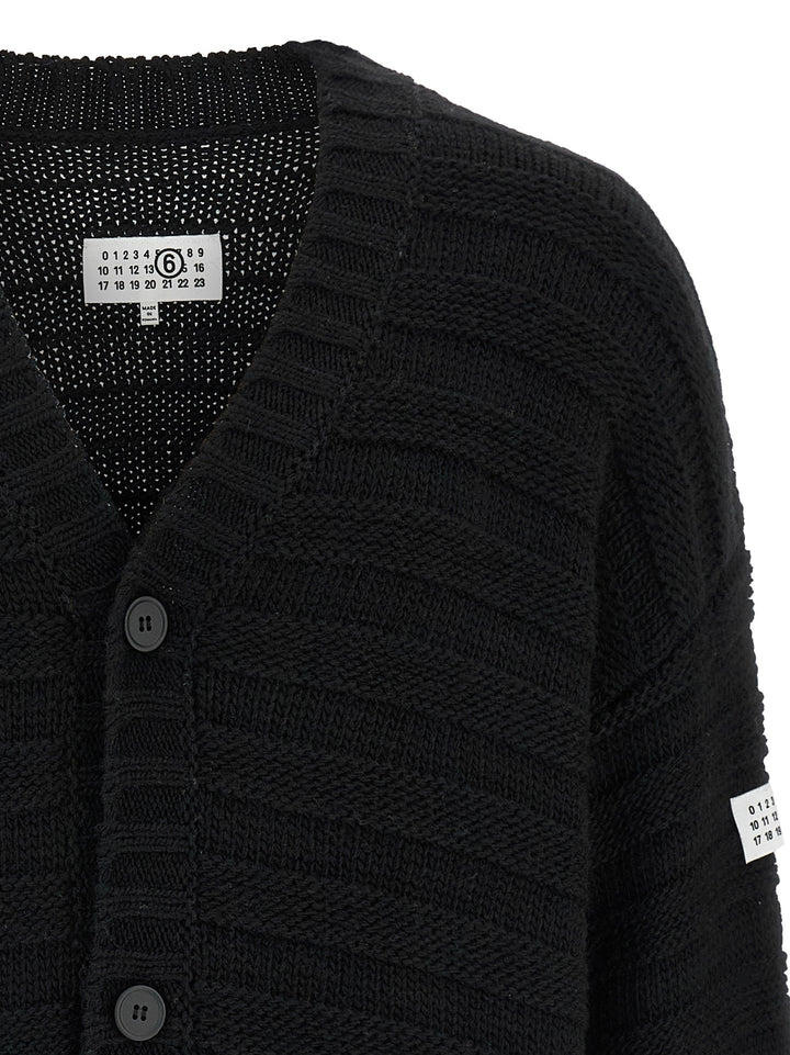 Mm6 Maison Margiela Distressed Wool Cardigan Sweaters and Cardigans - Black | 815834ce9c1f21f6e85b2662c94830c6f1f419c2
