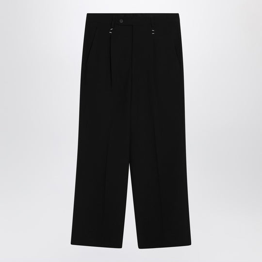 Black Wool-Blend Trousers With Staples