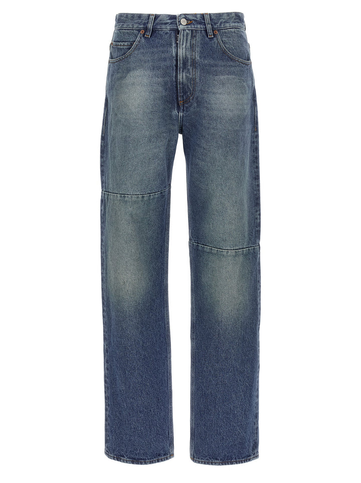 Mm6 Maison Margiela Asymmetric Stitching Jeans - Blue | 38b368bd19dba62f90cb67ba7e0b63c38f8ede77