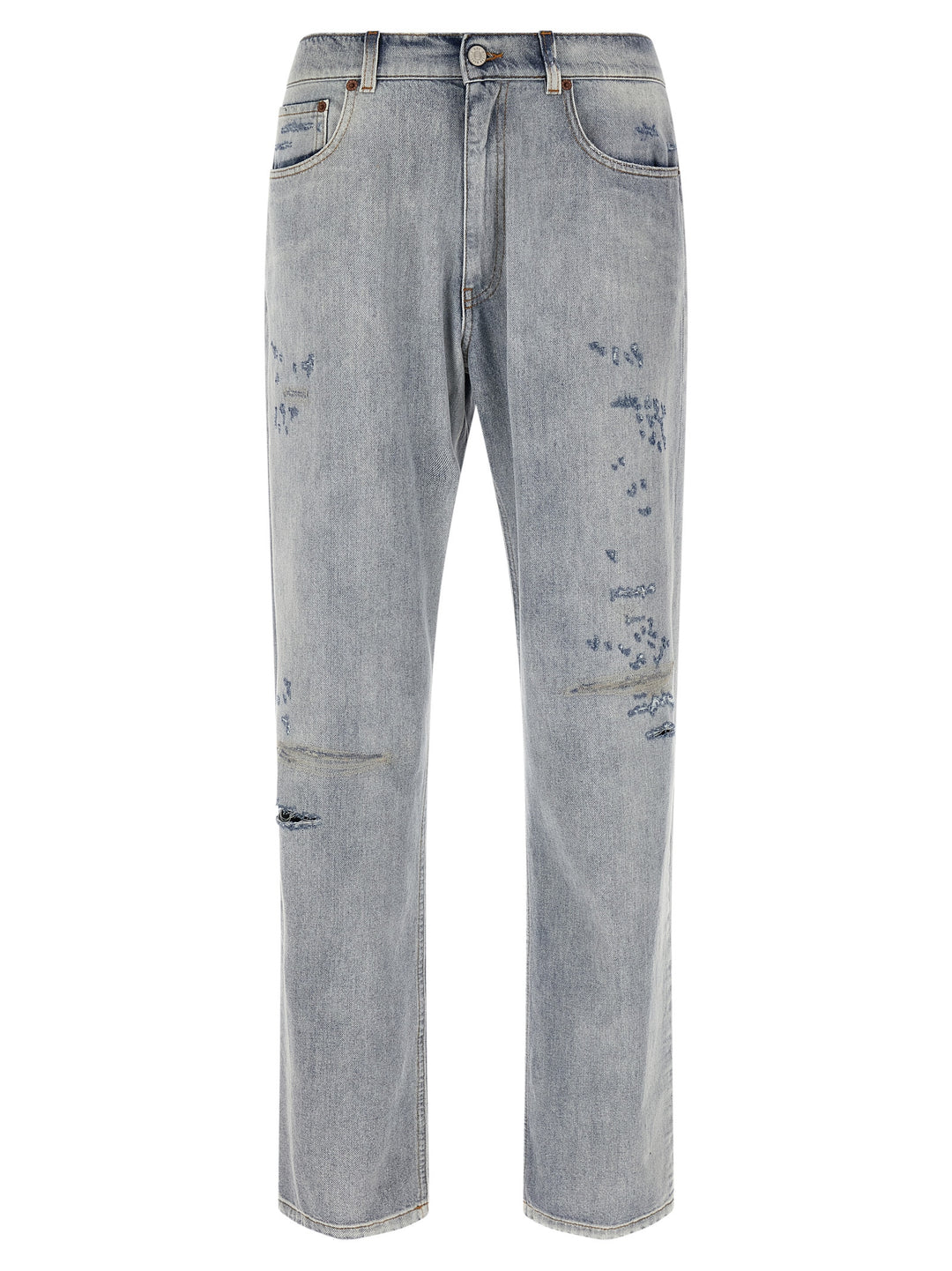 Mm6 Maison Margiela Used Effect Jeans - Light Blue | 03fdd677ae6475977a111a2b78633a3c07f90f49