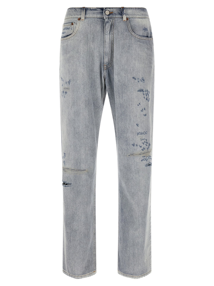Mm6 Maison Margiela Used Effect Jeans - Light Blue | 03fdd677ae6475977a111a2b78633a3c07f90f49