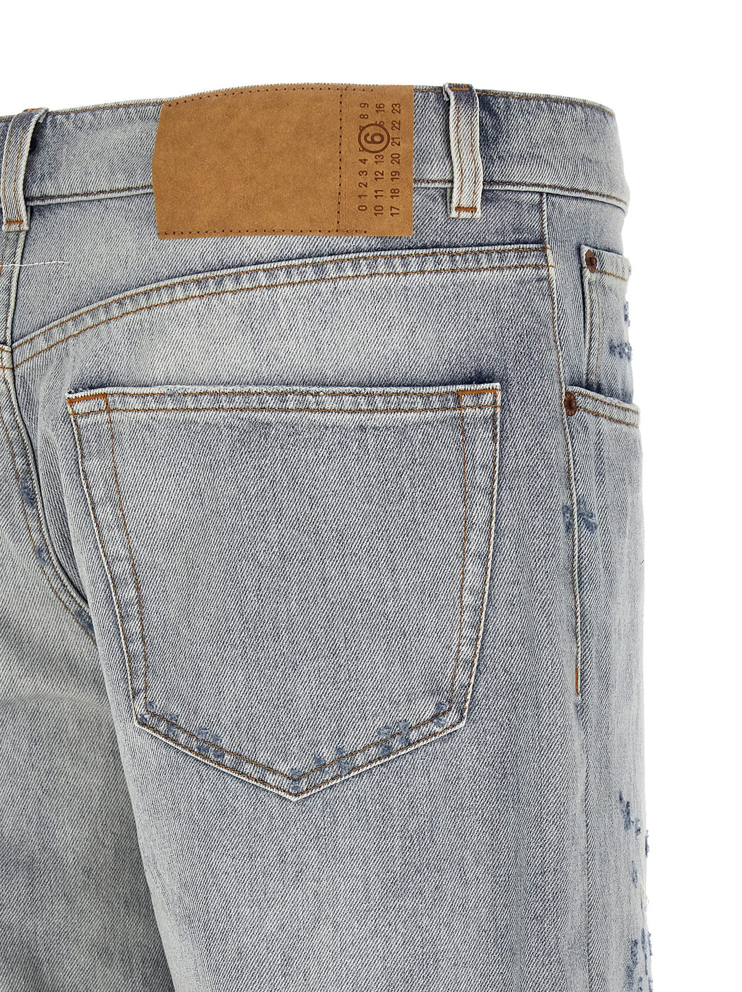 Mm6 Maison Margiela Used Effect Jeans - Light Blue | cba6039d280d5914ec45f520d6cedb28e8f73144