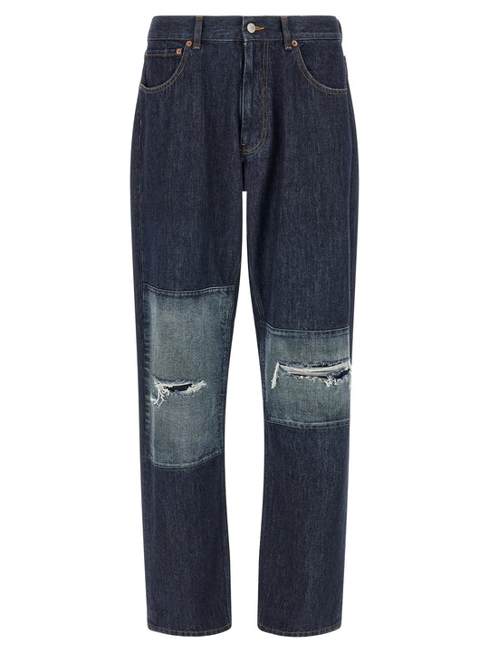 Patchwork Insert Jeans Blue