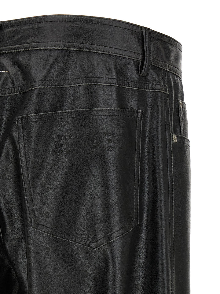 Mm6 Maison Margiela Leather-Effect Pants - Black | a54ea2f9f8e4f3313b0d65930bf85f464c9addff