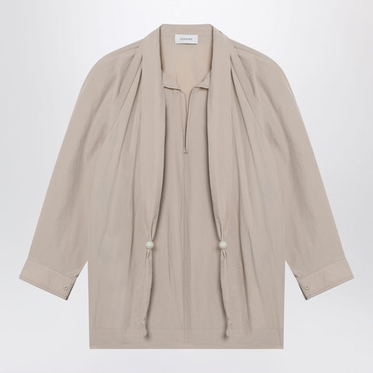 Greige Blouse With Scarf