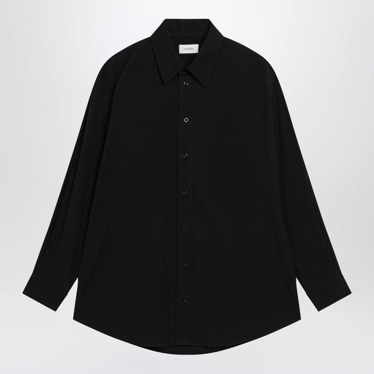 Long-Sleeve Shirt With Chest Pockets In Black Cotton