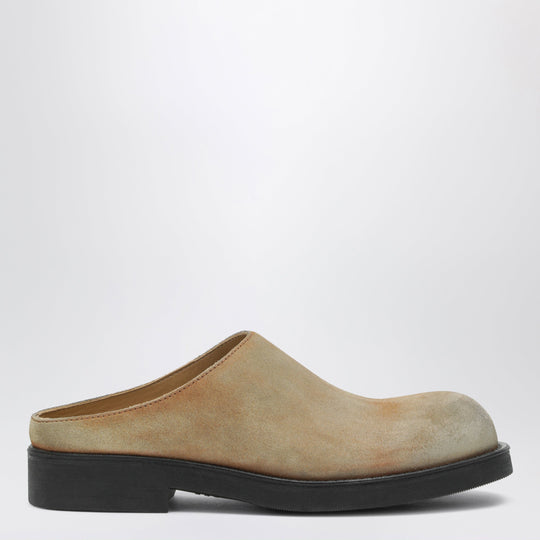 Biker Mules In Beige Washed Suede