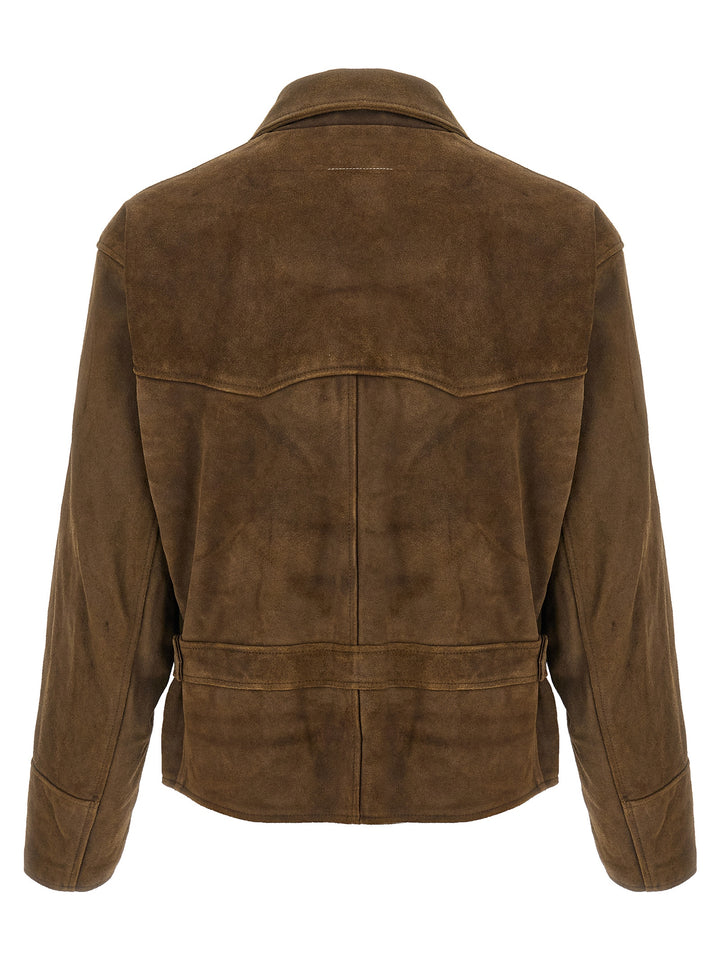 Mm6 Maison Margiela Biker Jacket Puffer Jackets - Brown | 96e6dc2c0875562c1c06f2e63b912ae9475de6d4