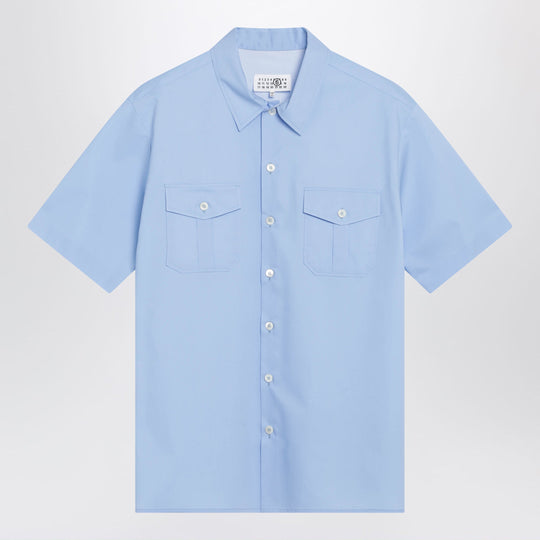 Short-Sleeve Poplin Shirt With Reinforcements, Light Blue
