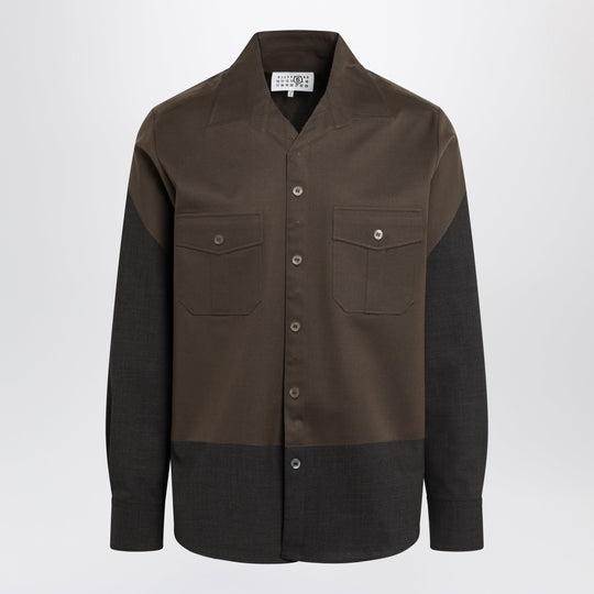 Two-Tone Brown Shirt In Wool Blend
