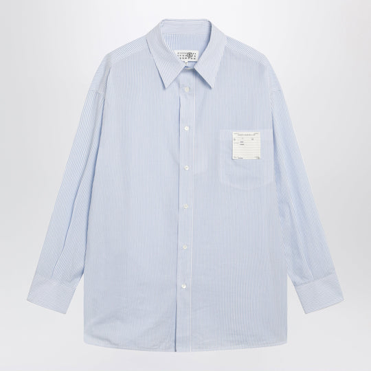 White/Light Blue Striped Cotton Shirt