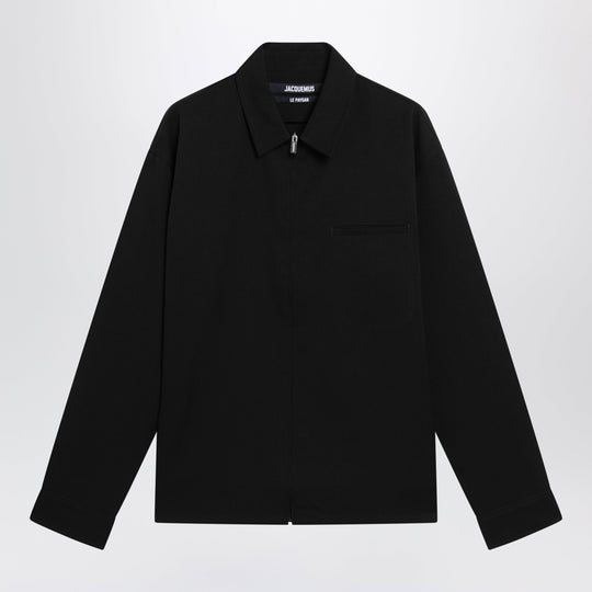 Mecano Zip-Up Shirt In Black Wool