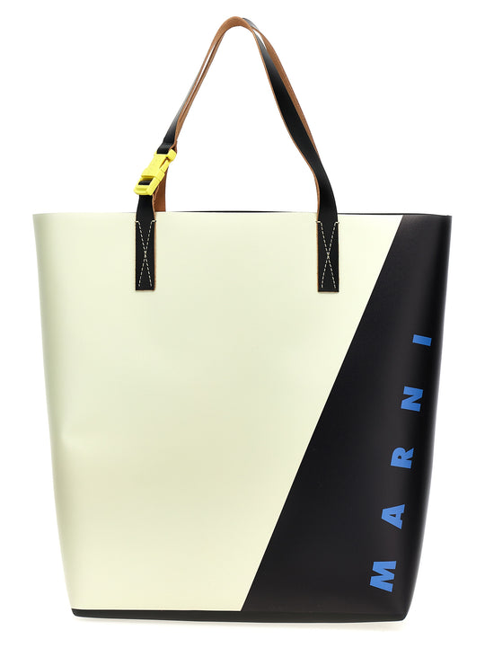 Logo Shopping Bag Tote Bag White/Black
