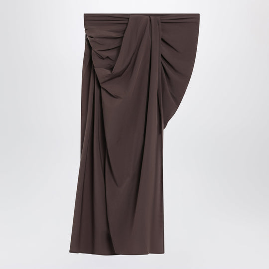 Brown Asymmetric Pareo Skirt