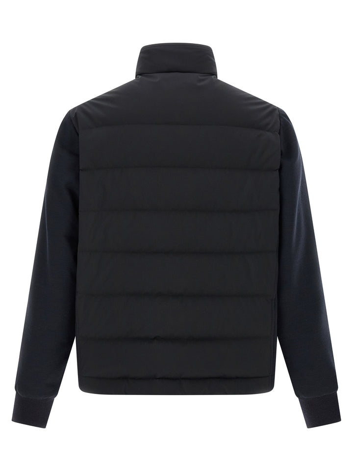 Brioni Mix Material Puffer Jackets - Blue | f4c3d97b3546e45ce127c28680adab925eeadff5