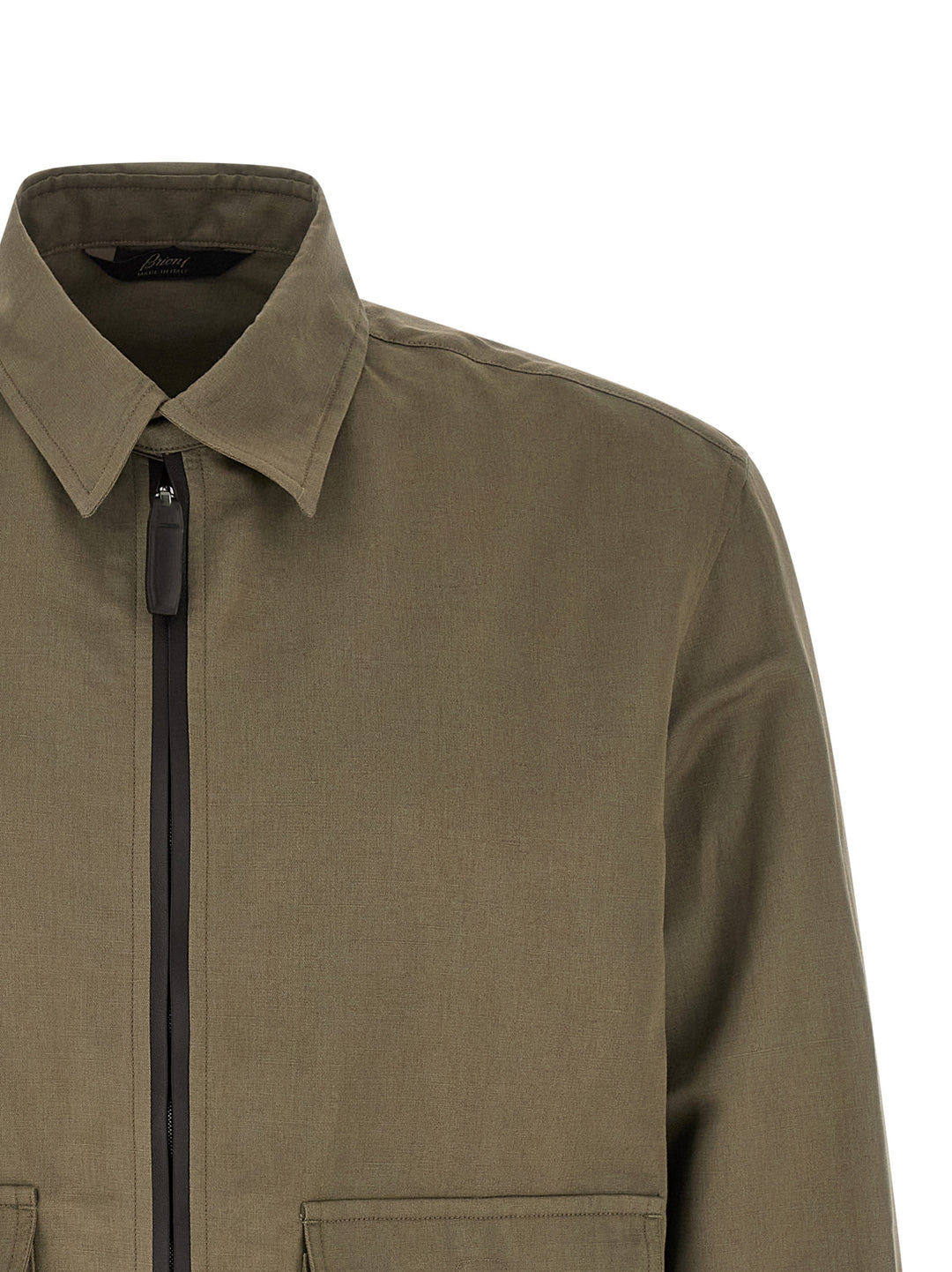 Brioni Linen Cotton Blouson Puffer Jackets - Green | 6cc14d5426d3ace0eeef867db838ba1447b6a632