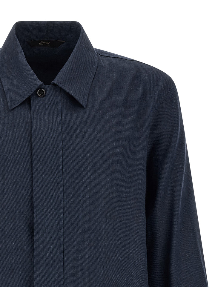 Brioni Linen Wool Blouson Puffer Jackets - Blue | d0193aff955020f362bd2a448fcb0552dca61da6