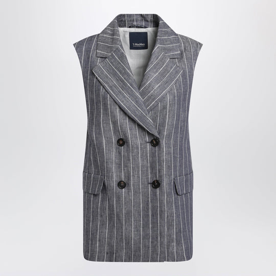 Double-Breasted Pinstripe Linen Vest