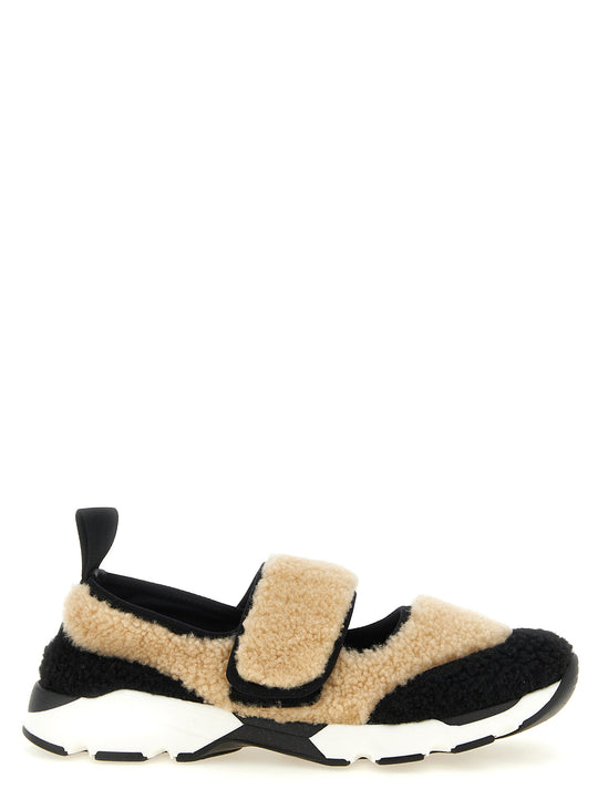 Mary Jane Fur Sneakers White/Black