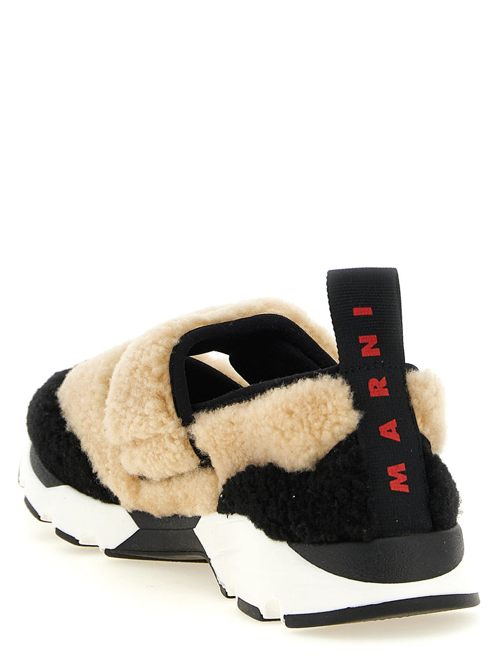 Marni Mary Jane Fur Sneakers - White/Black | f312586ef190b1023c5bcff715e9dc36fe6a3b39