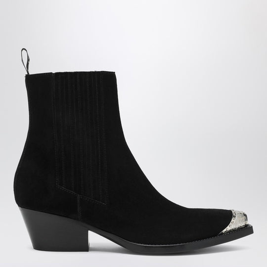 Black Suede Wax Ankle Boot
