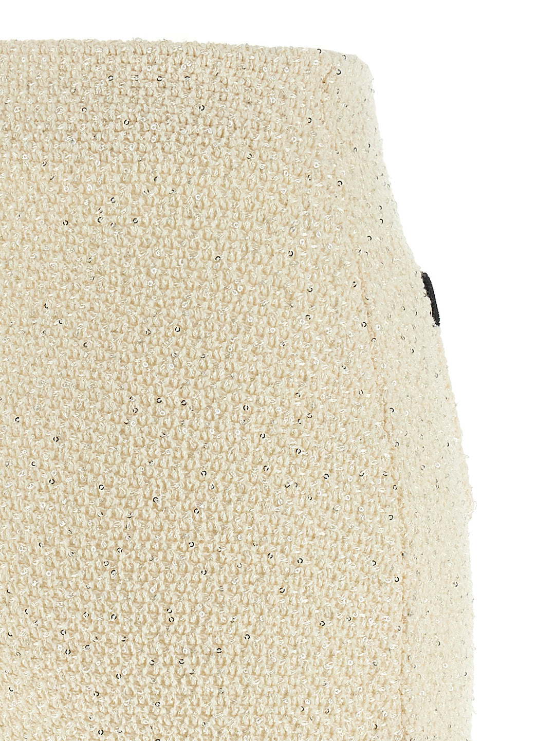 Self Portrait Cream Sequin Knit Mini Skirts - White/Black | 0515ec3cf20b2367794b309f00c872bb943286ea