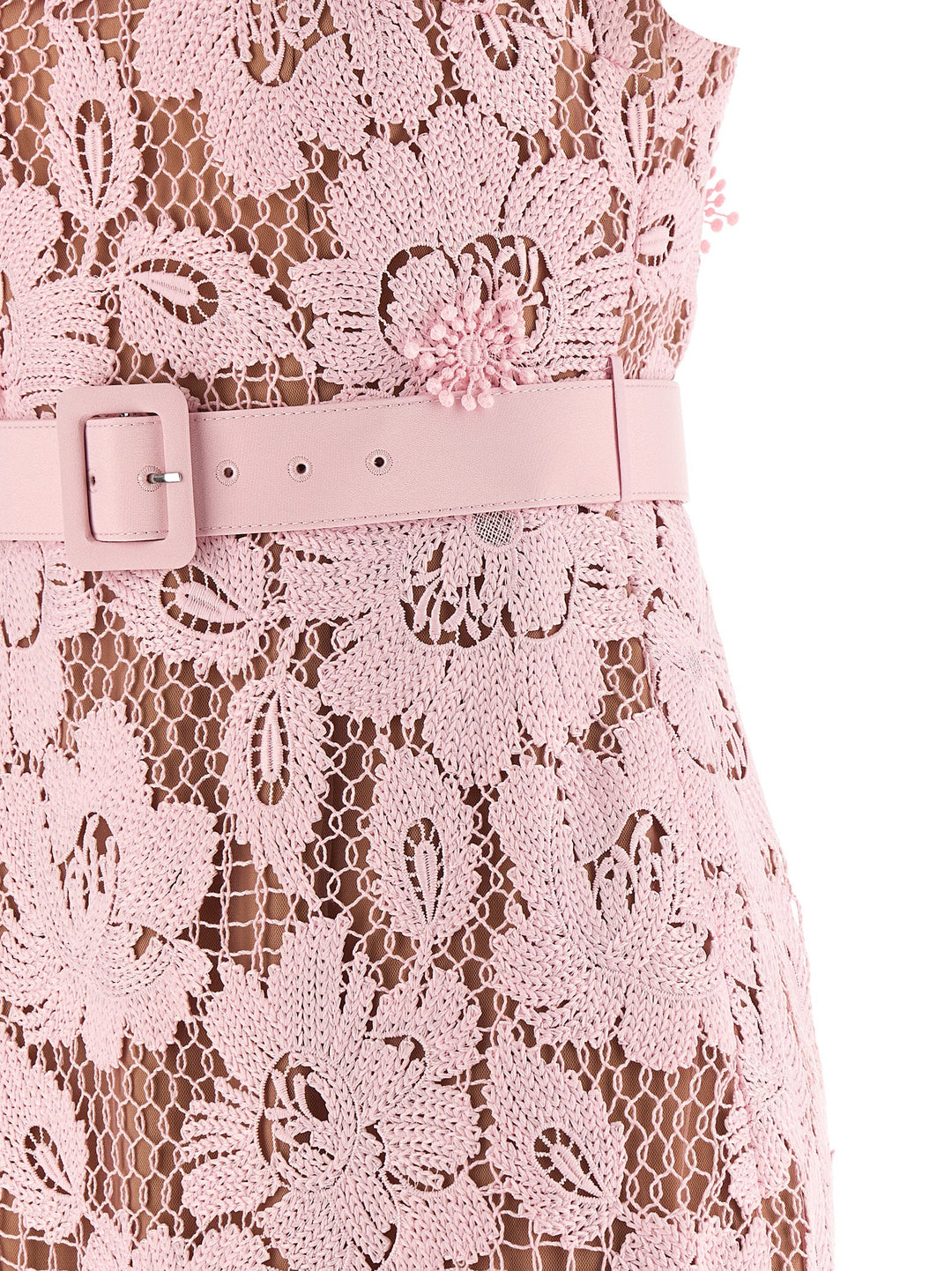 Self Portrait Pink Crochet Lace Midi Dresses - Pink | 66f8291c90e9eb690b103d21a456716fc1947bf9