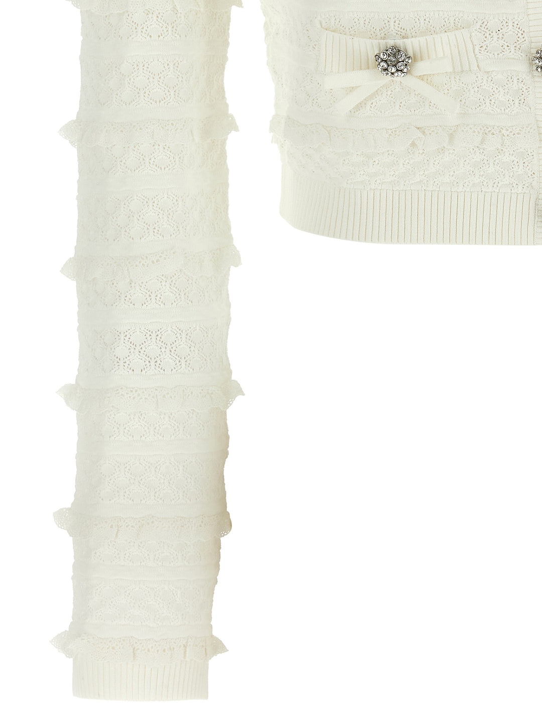 Self Portrait Pointelle Diamante Sweaters and Cardigans - White | 01ae2f097c78c5d302939b5f106af408350e2747
