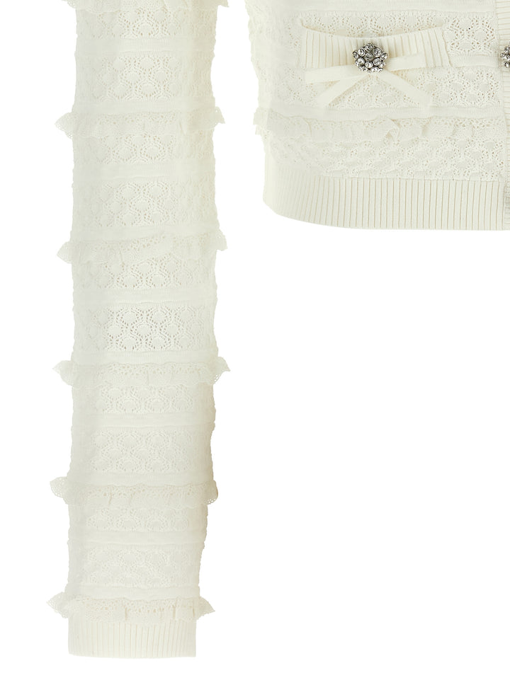 Self Portrait Pointelle Diamante Sweaters and Cardigans - White | 01ae2f097c78c5d302939b5f106af408350e2747