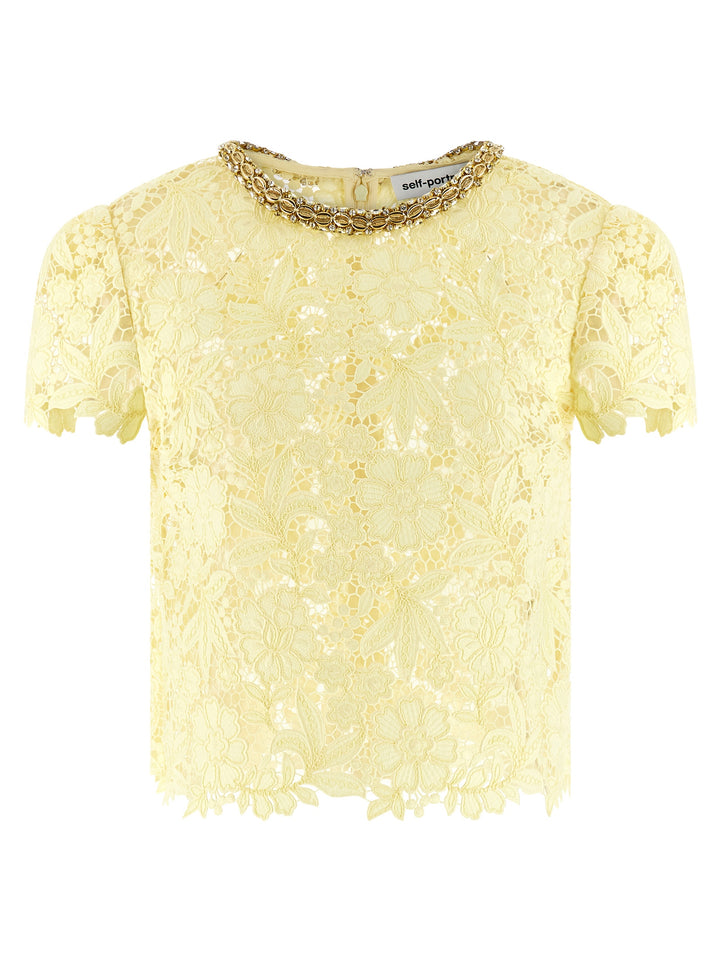 Self Portrait Yellow Lace Tops - Yellow | 86f866ec42a410fad4079e5fee2492e00a7cb021