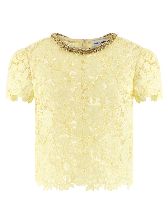 Yellow Lace Tops Multicolor