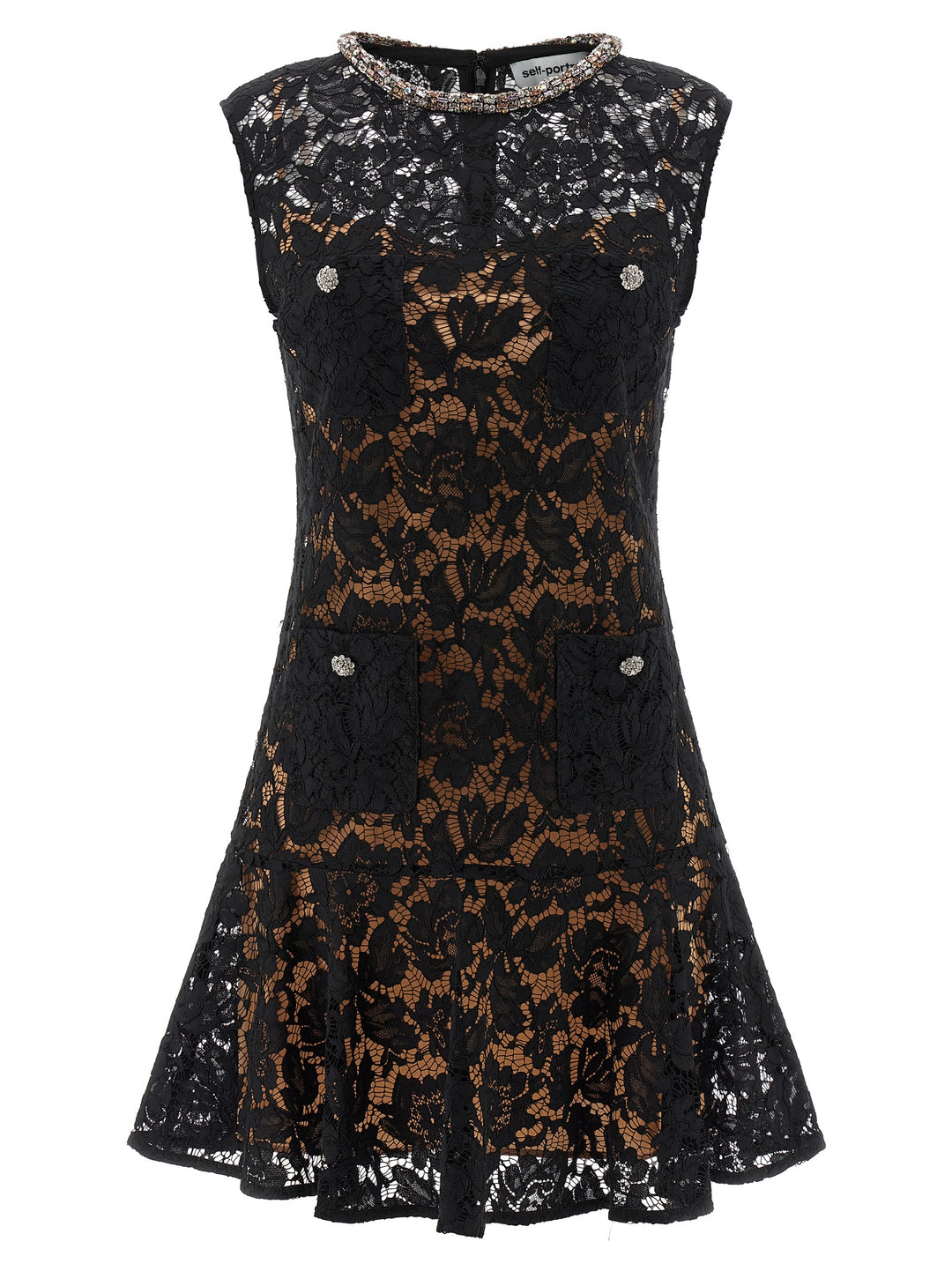 Self Portrait Black Lace Crystal Dresses - Black | eeb480f817c93286da5bf5c4497ee7bc2104a7a8