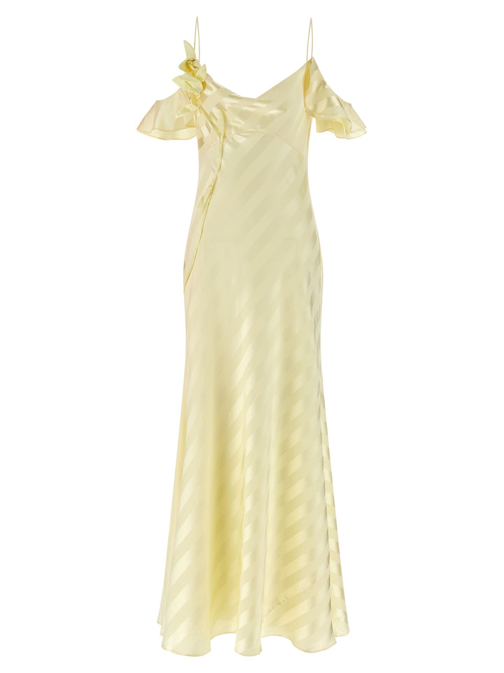 Self Portrait Satin Striped Dresses - Yellow | 65ba06aa812decf0d26156c3e4ca5611f0163f49