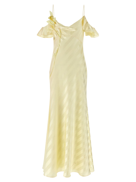 Satin Striped Dresses Yellow