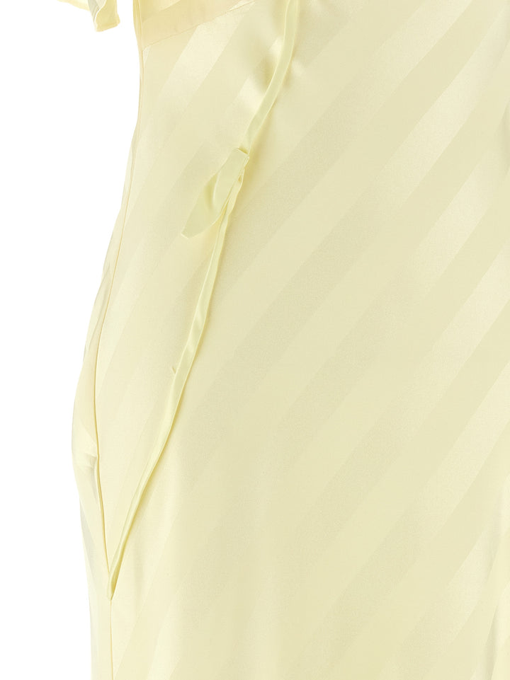 Self Portrait Satin Striped Dresses - Yellow | 3774c6b55a6d007702c7bd8fe3fa4a6cc028c067