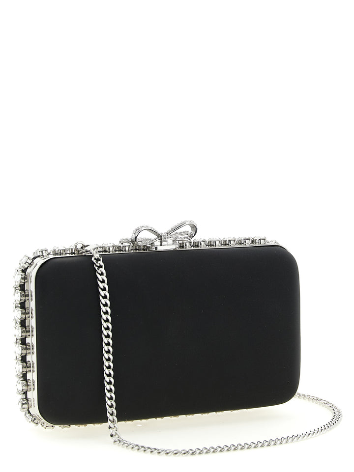 Self Portrait Black Satin Crystal Clutch - Black | e36972a60811fd6048c6a4987a3f005faa4ba077