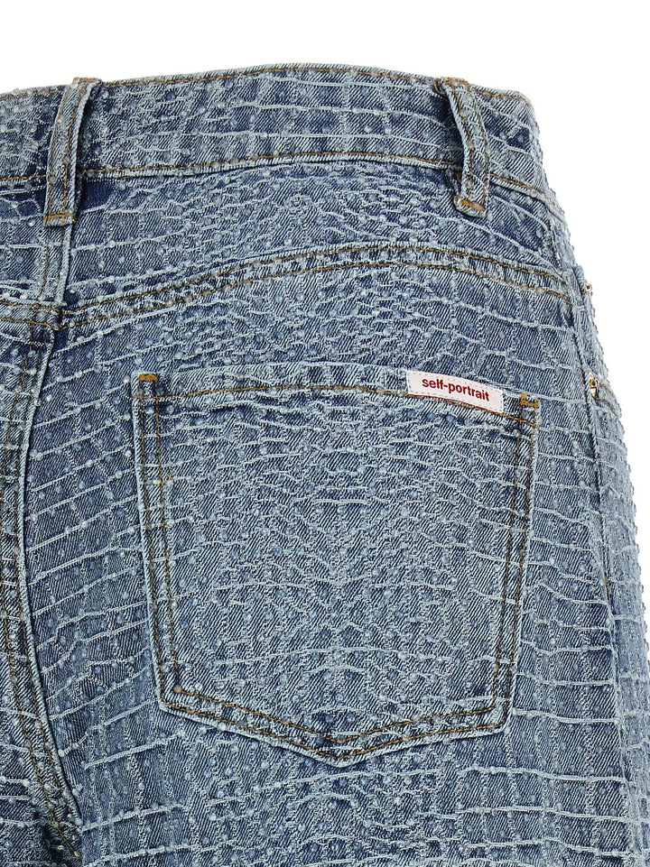 Self Portrait Rhinestone Bermuda and Short - Light Blue | b4f12d4ddf8307071651e30c2827bed83d90274f